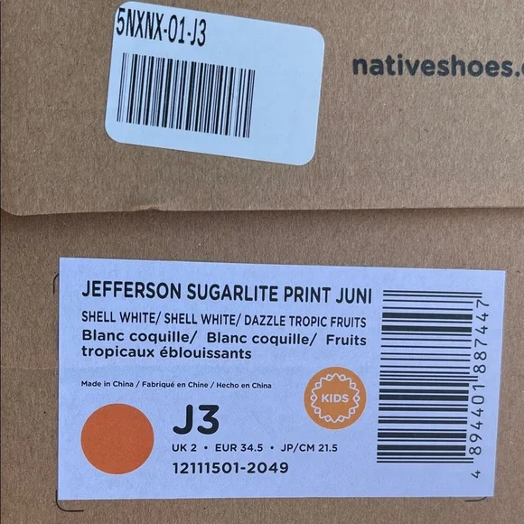 Native Kids Sneakers with Orange and Green Fruit Print size 3 - Picture 2 of 11